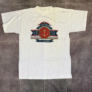 Men's Vintage 90's America's Best St Maarten Yacht Club White T Shirt Tee Sz L